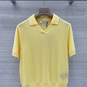 MIU MIU 양모 폴로 니트 상의