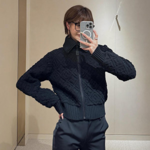 블랙 케이블니트 집업 가디건