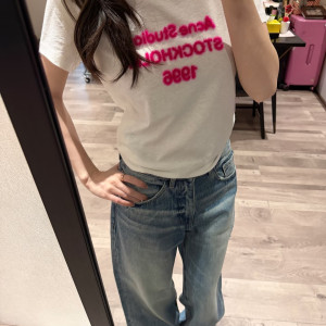 핑크 레터링 반팔 티셔츠